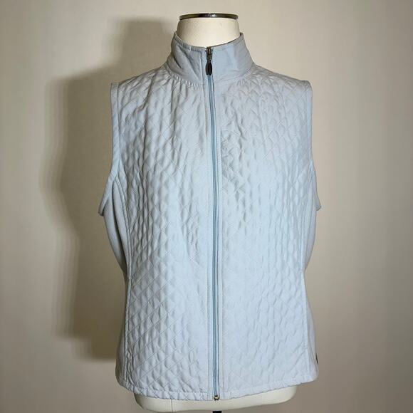 Columbia Light Blue Diamond Quilted/Fleece Vest Full Zip Ski Womens Size Large L - Picture 1 of 12